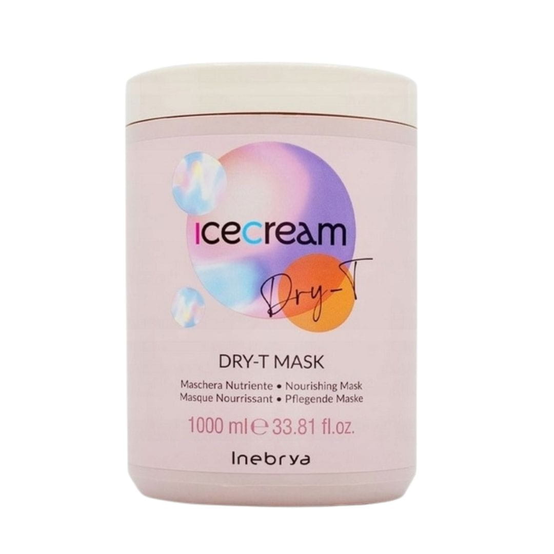 Inebrya - Ice Cream Dry-T - Maska Nawilżająco-Odżywcza z Proteinami Jedwabiu i Mleczkiem Migdałowym - 1000ml