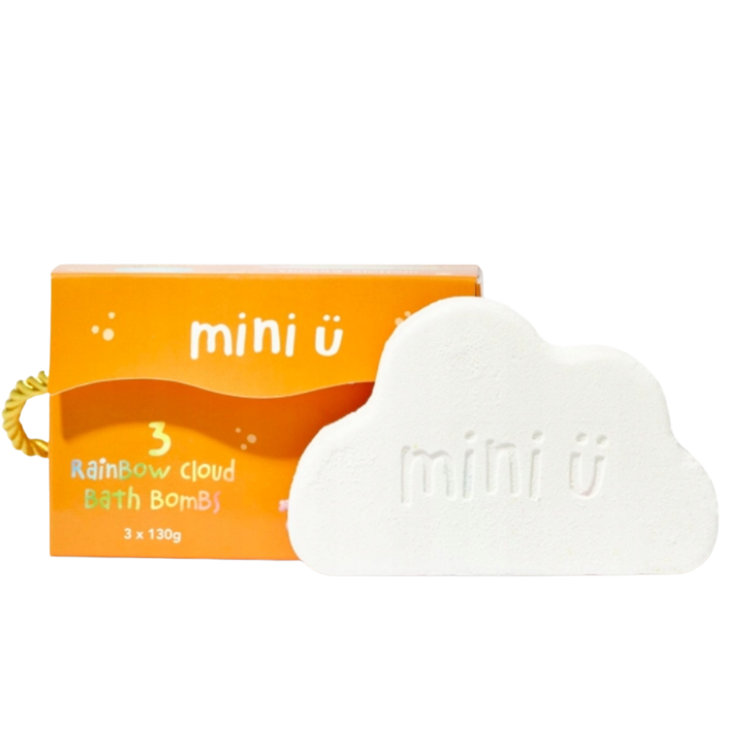 Mini-U - Cloud Bath Bombs - Musujące Kule do Kąpieli dla Dzieci Tęczowe Chmurki z Masłem Shea 3x130g
