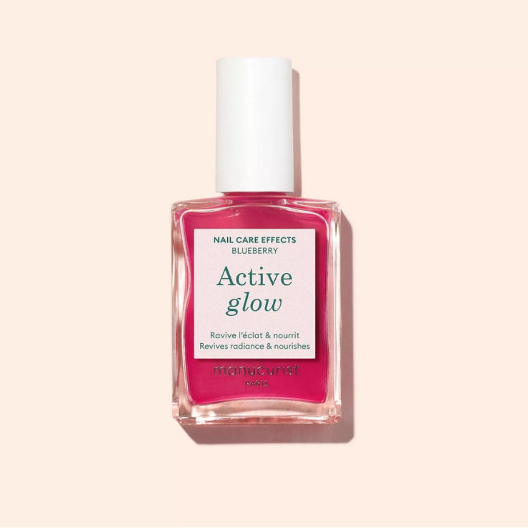 Manucurist - Active Glow - Lakier-Odżywka Regenerująco-Odżywczy Blueberry (Intensywny Różowy Blask) z Ekstraktem z Jagód i Olejem Migdałowym - 15ml