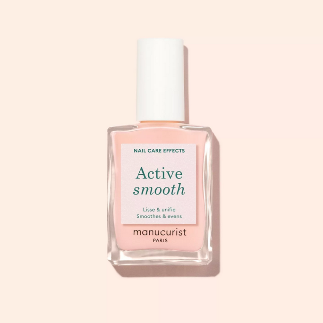 Manucurist - Active Smooth 00 - Lakier-Odżywka CC Wygładzający Rosy Nude (Różany Nude) z Włóknami Rycynowymi i Kwasami AHA - 15ml