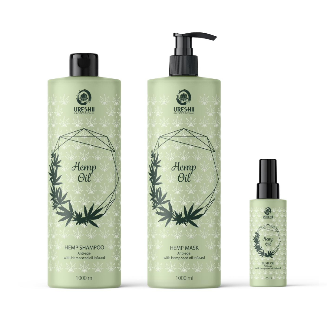 Ureshii hemp set szampon, maska i elixir 1000+1000+100ml
