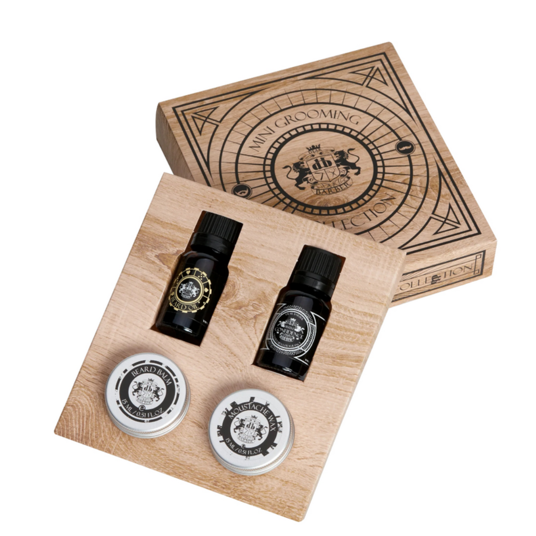 Dear Barber - Mini Grooming - Zestaw Podróżny do Pielęgnacji Brody Olejek + Balsam + Wosk + Woda Toaletowa z Olejkiem Arganowym