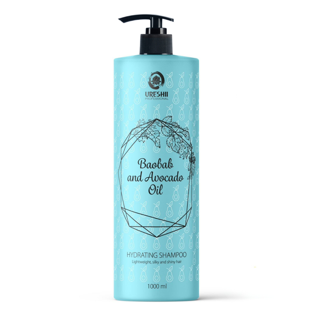 Ureshii - Baobab & Avocado - Szampon Nawilżający z Olejkiem z Baobabu i Awokado z Pompką - 1000ml